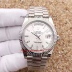 Copy Rolex Oyster Day Date 40mm SS White Dial Stick Markers Watch